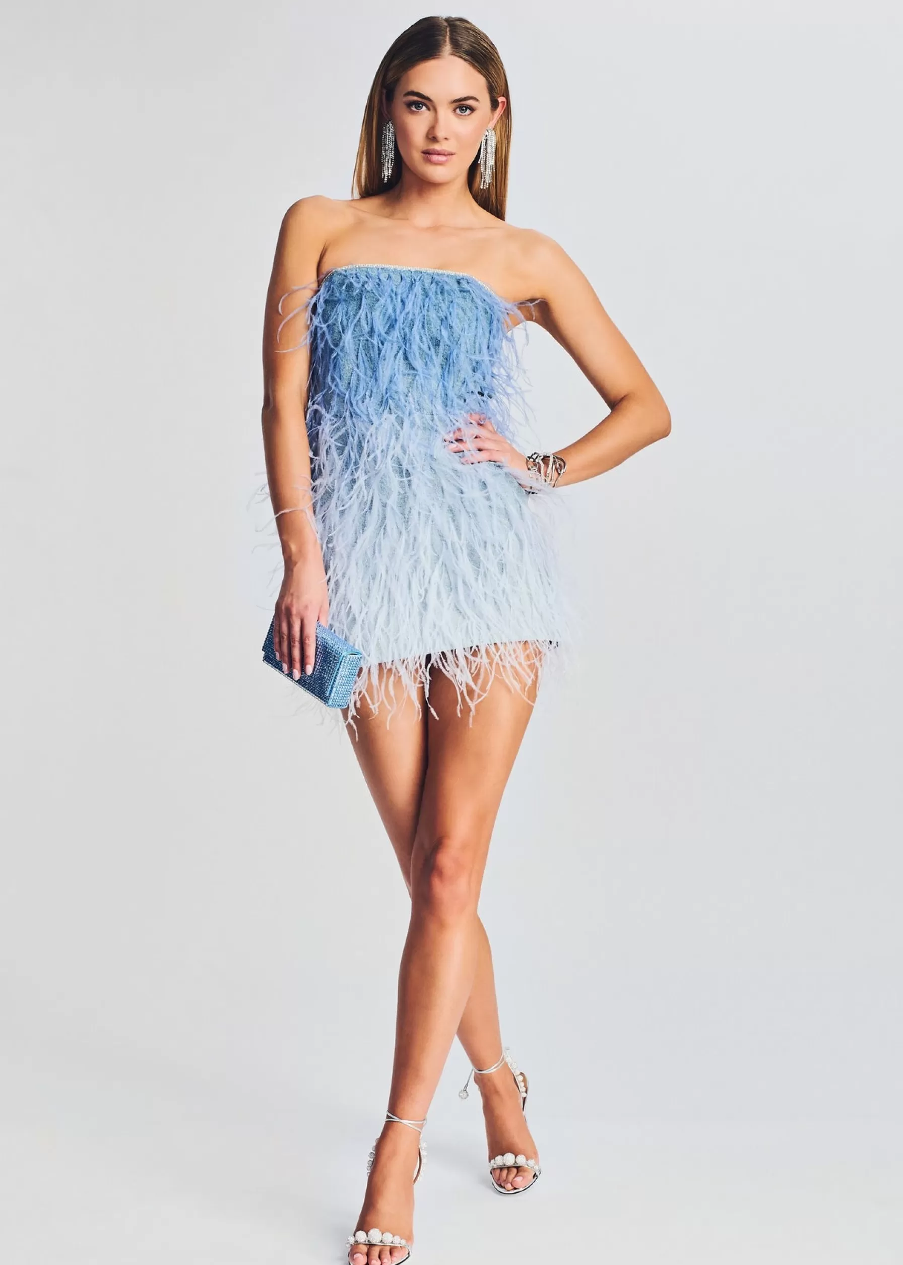 Retrofete Sofia Feather Dress White/Ombre New